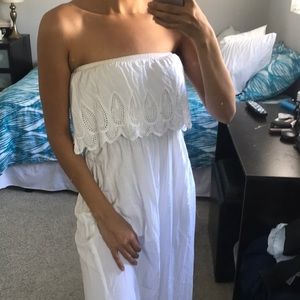 White Girly Boho Maxi Dres